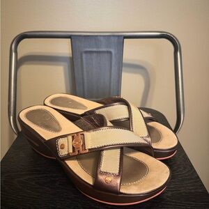 Cole Haan Nike Air Brown Tan Slide Sandals Wedge Comfort 8B